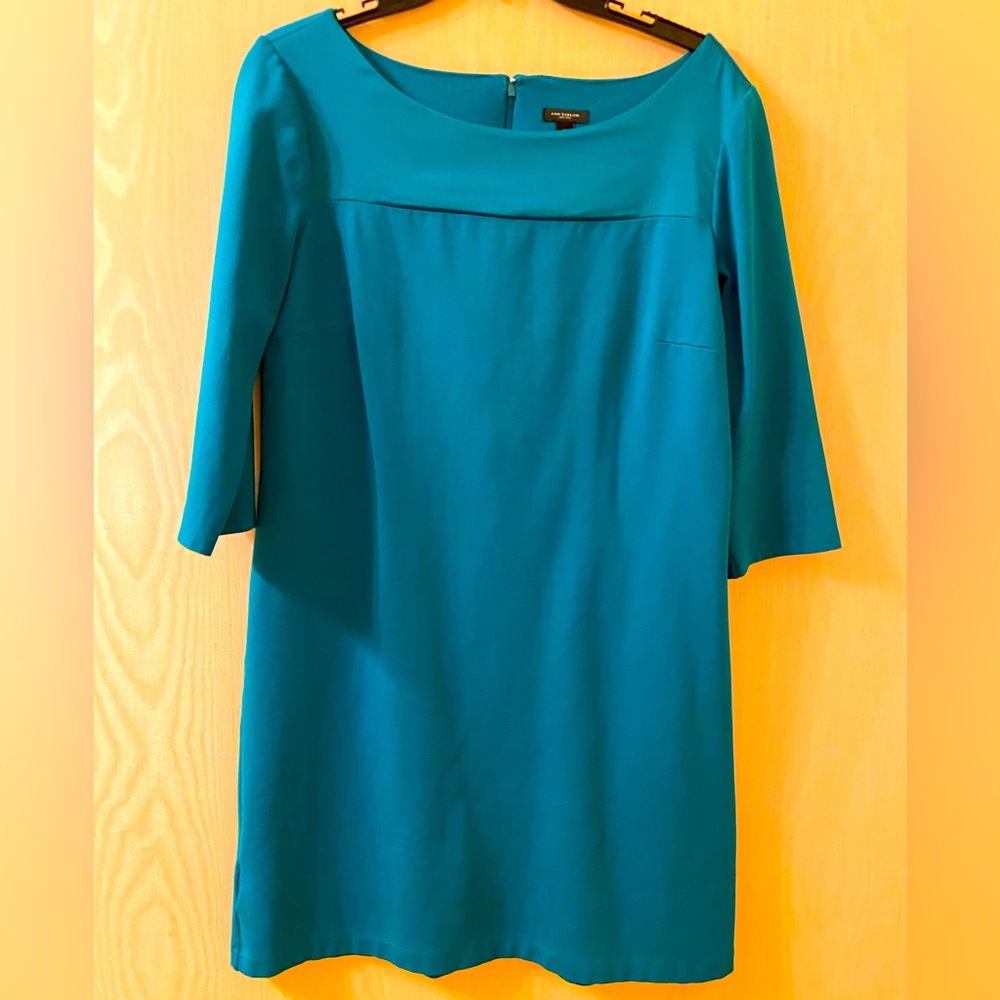 Ann Taylor Deep Turquoise 3/4 Sleeve Midi Dress